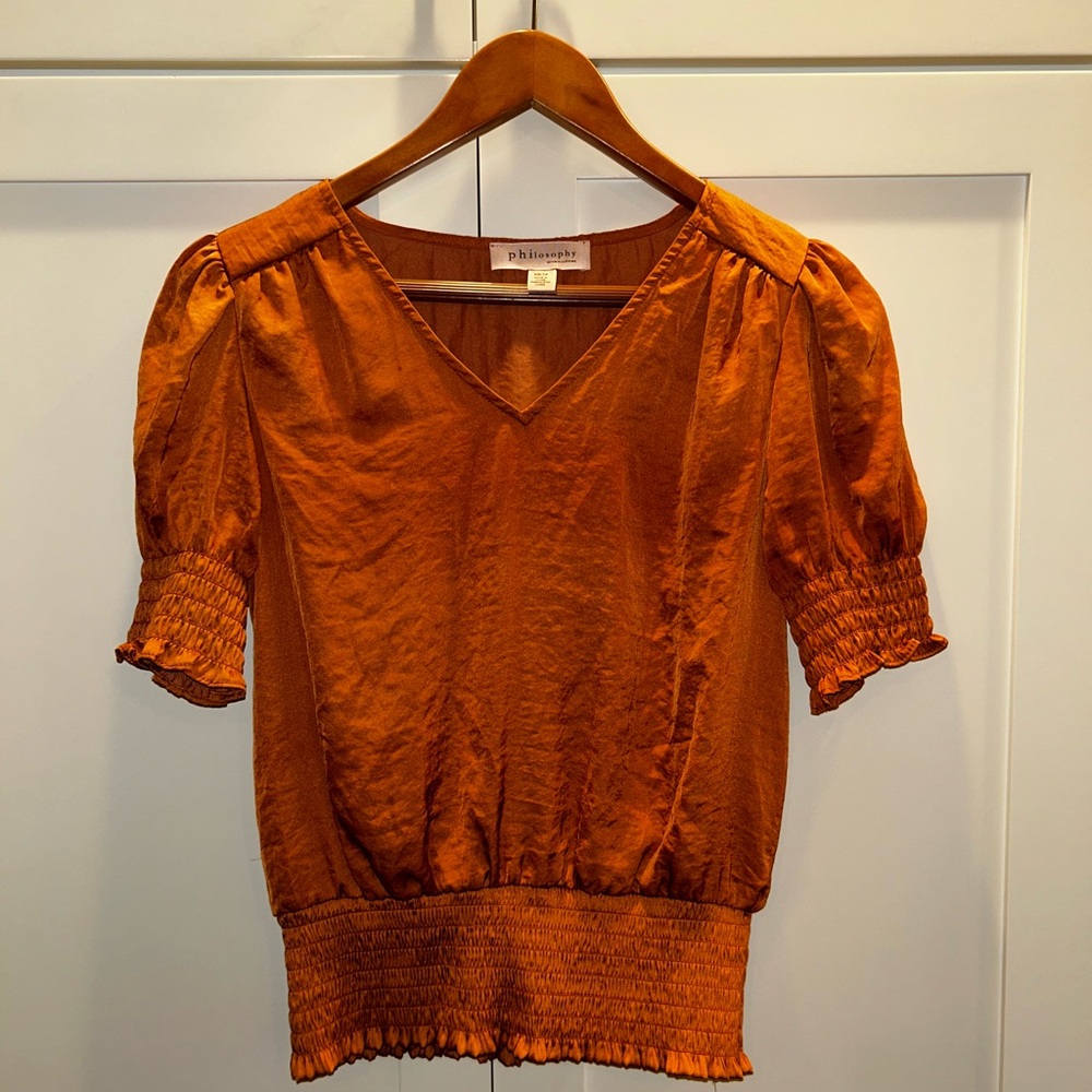 Philosophy Orange Puff Sleeve Top